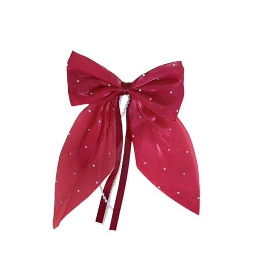 4 Stück Schleife Haarnadel Mit Perlen Haarschleife Haarspange Damen Haarnadelschleife Haarklammern Haarschmuck Bogen Haarnadel Haar Accessoires für Hochzeit Party Weihnachten,Weinrot von Wambere