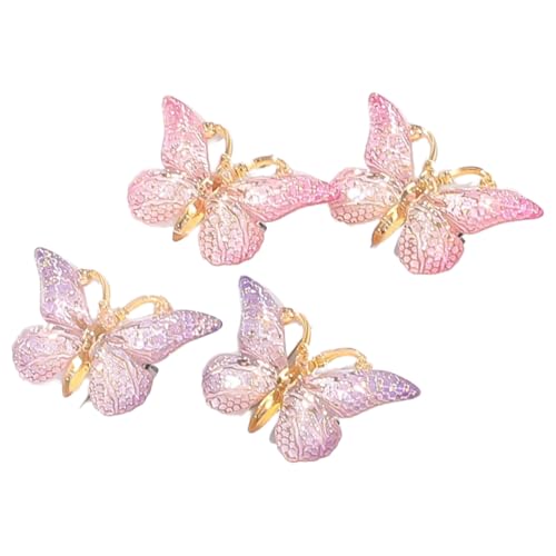 4 Stück Schmetter Haarclips Schmetterling Haarspangen Entenschnabelclip Haarnadeln Haarklammer Damen Haarschmuck Kopfbedeckung Kopfschmuck Für Tägliches Tragen Hochzeit Party,Rosa + Lila von Wambere