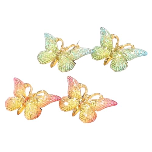 4 Stück Schmetter Haarclips Schmetterling Haarspangen Entenschnabelclip Haarnadeln Haarklammer Damen Haarschmuck Kopfbedeckung Kopfschmuck Für Tägliches Tragen Hochzeit Party,Rosa Gelb + Blau Grün von Wambere
