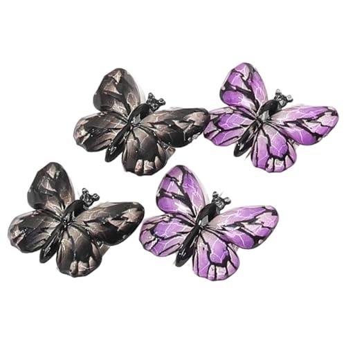 4 Stück Schmetter Haarclips Schmetterling Haarspangen Entenschnabelclip Haarnadeln Haarklammer Damen Kopfbedeckung Kopfschmuck Haarschmuck Für Hochzeit Party Tägliches Tragen,Lila + Schwarz von Wambere