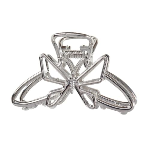 4 Stück Schmetterling Haarspangen Damen Haarspangen Hohler Metall Haarklammern Frauen Haarnadel Haarclip Rutschfeste Haarschmuck Hair Jaw Clip Kopfbedeckung für Tägliche Kleidung,Silber von Wambere