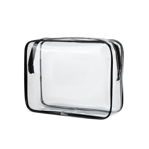 4 Stück Transparentes Kosmetiktasche Wasserdicht,Make up Organizer Tasche,Kulturbeutel,PVC Reisegrößen Kosmetik Organizer für Damen und Herren,Handgepäck Reiseset Kosmetikbeutel,Schwarz,M von Wambere