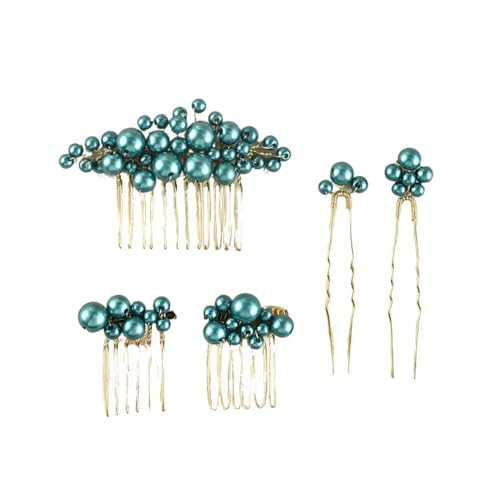 5 Stück Braut Hochzeit Haarschmuck Hochzeit Haarkamm Perle Brautschmuck Haarspangen U-förmig Clip Haarnadelklemmen Brautjungfernschmuck Haarspange Haarnadel für Frauen und Mädchen,Grün von Wambere