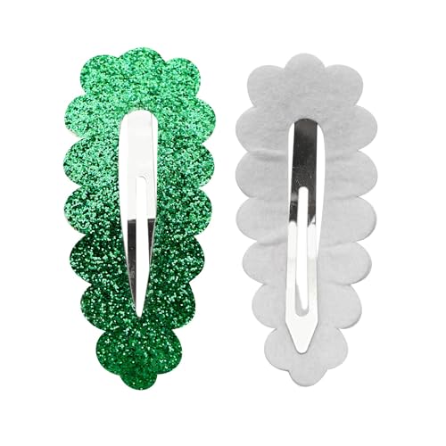 5 Stück Glitzer Haarspangen 24x55mm Haar Schnappclips Blütenblatttyp Haarnadel Haarstyling Zubehör Rutschfest Haarclips Haarklammern Kopfschmuck Haarschmuck für Damen Frauen,Grün von Wambere