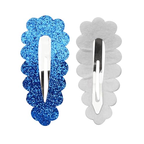 5 Stück Glitzer Haarspangen 24x55mm Haar Schnappclips Blütenblatttyp Haarnadel Haarstyling Zubehör Rutschfest Haarclips Haarklammern Kopfschmuck Haarschmuck für Damen Frauen,Königsblau von Wambere