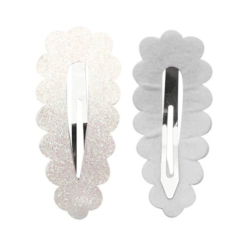 5 Stück Glitzer Haarspangen 24x55mm Haar Schnappclips Blütenblatttyp Haarnadel Haarstyling Zubehör Rutschfest Haarclips Haarklammern Kopfschmuck Haarschmuck für Damen Frauen,Weiß von Wambere