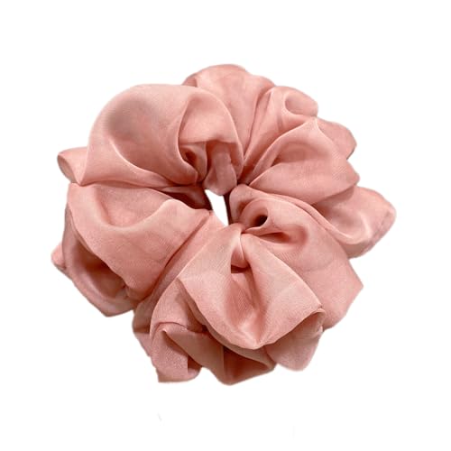 5 Stück Haar Haarbänder Haargummis Haarschmuck Chiffon Organza Haarringe Haargummi Groß Halt Elastische Haarwackeln für Mädchen & Damen,Rosa von Wambere