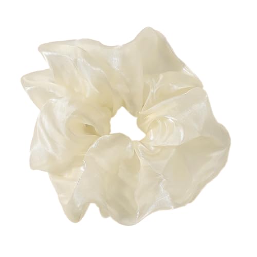 5 Stück Haar Haargummis Haarschmuck Chiffon Organza Haarringe Haargummi Groß Halt Elastische Haarwackeln für Mädchen & Damen,Beige B von Wambere