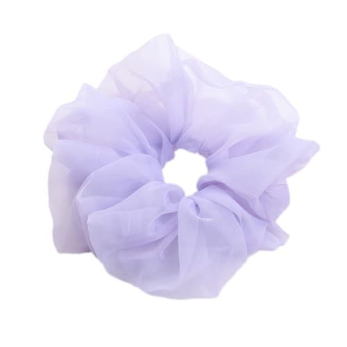 5 Stück Haar Haargummis Haarschmuck Chiffon Organza Haarringe Haargummi Groß Halt Elastische Haarwackeln für Mädchen & Damen,Lavendelviolett von Wambere