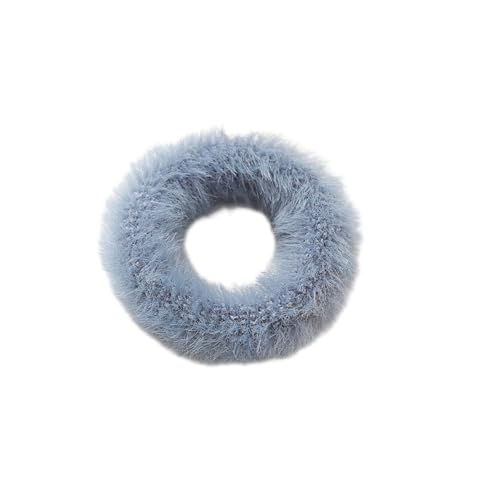5 Stück Plüsch Haargummis Pelzig Haarband Scrunchies Elastisches Gummibänder Stirnbänder Fuzzy Haargummi Pferdeschwanzhalter Haarschmuck für Damen Frauen für Tägliches Tragen,Blau von Wambere