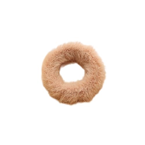 5 Stück Plüsch Haargummis Pelzig Haarband Scrunchies Elastisches Gummibänder Stirnbänder Fuzzy Haargummi Pferdeschwanzhalter Haarschmuck für Damen Frauen für Tägliches Tragen,Khaki von Wambere