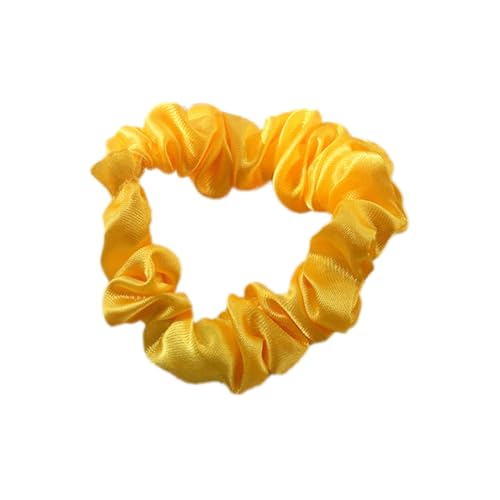 5 Stück Satin Haargummis, Damen Haare Ringe Scrunchies Klein Stoff Haargummis Haargummi Weich Elastisch Silk Skrunschis Groß für Mädchen Damen,Gänsegelb von Wambere