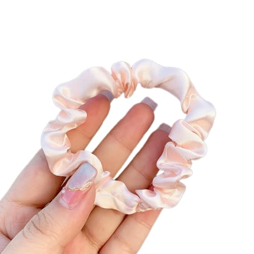 5 Stück Satin Haargummis, Damen Haare Ringe Scrunchies Klein Stoff Haargummis Haargummi Weich Elastisch Silk Skrunschis Groß für Mädchen Damen,Hell-Pink von Wambere