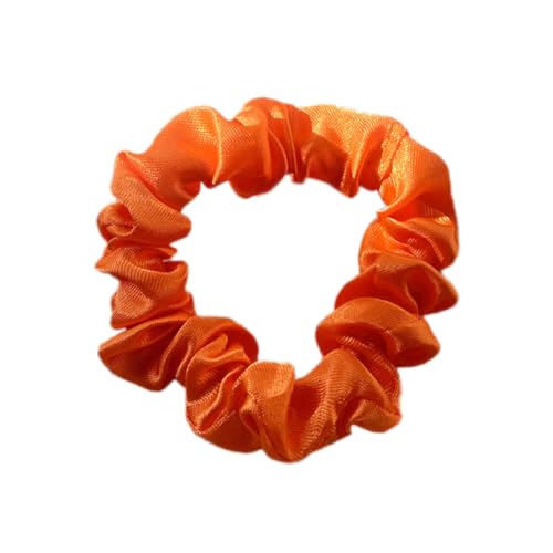 5 Stück Satin Haargummis, Damen Haare Ringe Scrunchies Klein Stoff Haargummis Haargummi Weich Elastisch Silk Skrunschis Groß für Mädchen Damen,Orange von Wambere