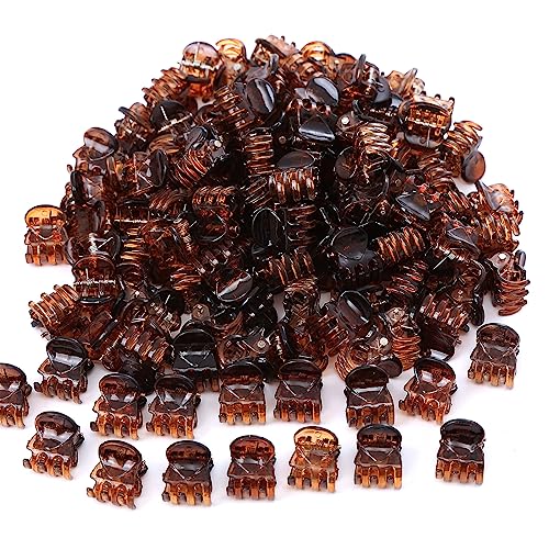 50 Stück Mini Haarspangen Klaue Haarspange Klipsen Haarklammer Haar Schmuck Haarklammern Mädchen Kinder Haarspangen Haarclips Damen für Mädchen Frauen Zubehör Tägliches Tragen,Braun B von Wambere
