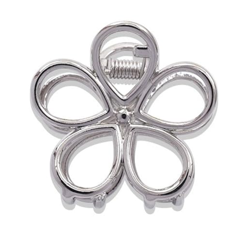 6 Stück Damen Blumenhaarnadel Metall Haarklammern Blumen Haarnadel Haarspangen Rutschfeste Kopfbedeckung Klein Krallenclip Haar Krallen Haarclips Haarschmuck für Tägliches Tragen,Silber von Wambere