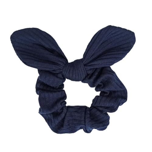 6 Stück Damen Haargummis Scrunchies Gestricktes Hasenohren Haargummi Schleife Haargummi Pferdeschwanzhalter Elastische Haarband Haarschmuck Kopfbedeckung für Frauen Mädchen,Navy blau von Wambere