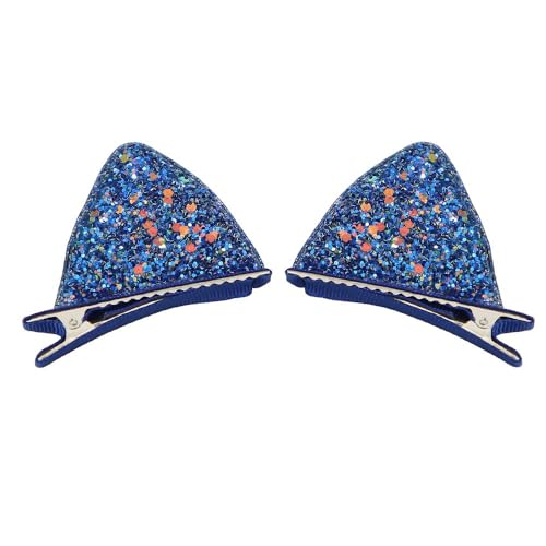 6 Paar Damen Haarspangen Katzenohren Haarnadel Entenschnabelklammer Haarklammer Kopfbedeckung Rutschfest Glitzer Hairclip Haarschmuck für Frauen Mädchen Geburtstag Party Bankett,Königsblau von Wambere