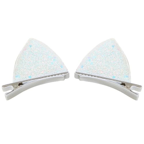 6 Paar Damen Haarspangen Katzenohren Haarnadel Entenschnabelklammer Haarklammer Kopfbedeckung Rutschfest Glitzer Hairclip Haarschmuck für Frauen Mädchen Geburtstag Party Bankett,Weiß von Wambere