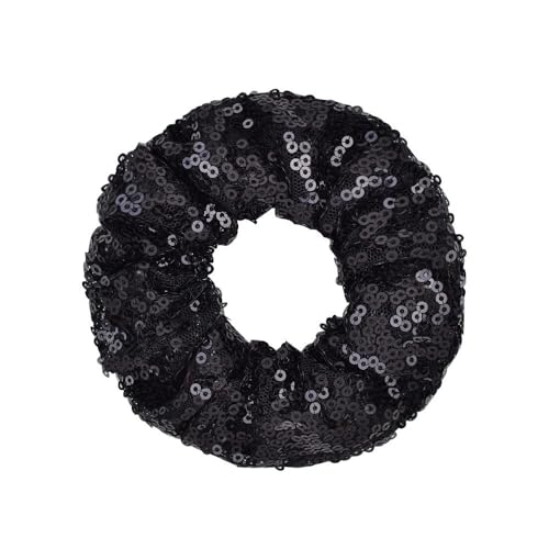 6 Stück Damen Pailletten Haargummi Haarringe Dickdarm Haarband Elastische Gummibänder Haargummis Haarseil Haarschmuck Pferdeschwanzhalter Kopfbedeckung für Frauen Tägliches Tragen,Schwarz von Wambere