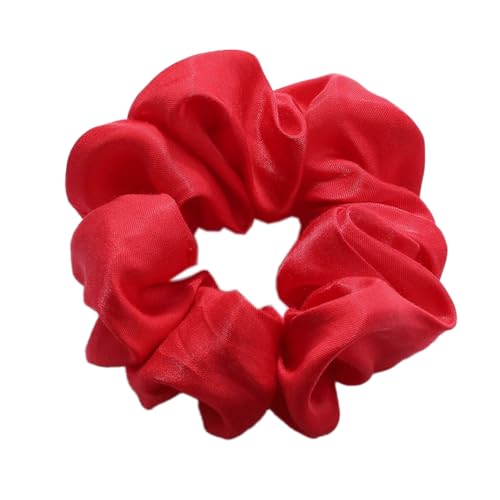 6 Stück Damen Satin Haargummi Haarringe Gummibänder Haarband Elastische Haarseil Haarschmuck Pferdeschwanzhalter Scrunchies Kopfbedeckung für Mädchen Frauen Tägliches Tragen,Rot von Wambere