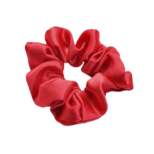 6 Stück Damen Satin Haargummi Haarringe Gummibänder Haarband Elastische Haarseil Kopfbedeckung Pferdeschwanzhalter Scrunchies Haarschmuck für Frauen Mädchen Tägliches Tragen,Rot von Wambere