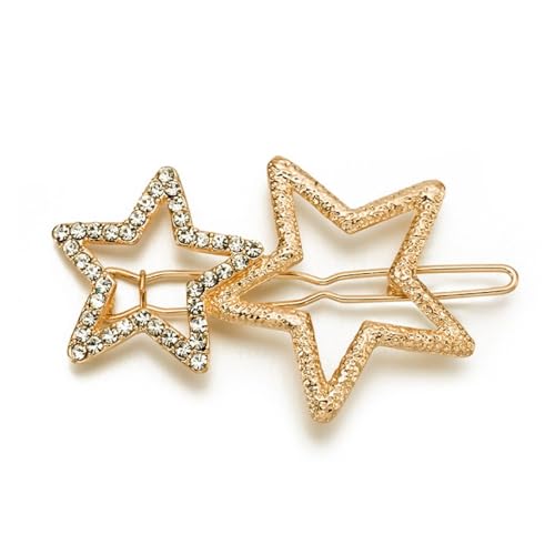6 Stück Damen Stern Haarspangen Pentagrammhaarnadel Frauen Metall Strasssteinen Haarnadel Haarschmuck Hair Clips Haarklammer Rutschfest Kopfschmuck Kopfbedeckung für Tägliches Tragen,Gold von Wambere