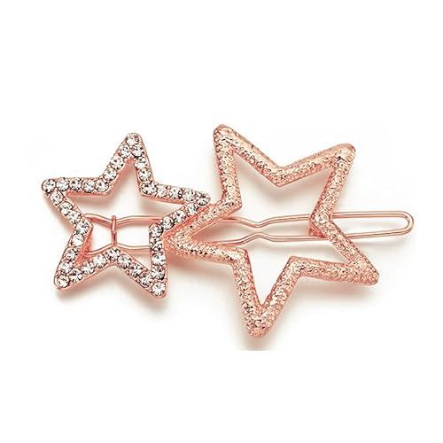6 Stück Damen Stern Haarspangen Pentagrammhaarnadel Frauen Metall Strasssteinen Haarnadel Haarschmuck Hair Clips Haarklammer Rutschfest Kopfschmuck Kopfbedeckung für Tägliches Tragen,Roségold von Wambere