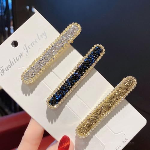 6 Stück Glänzende Strass Haarnadel Entenschnabelclip Damen Haarnadeln Rutschfest Haarklemmen Strasssteine Haarspangen Haarschmuck Seitenclip Kopfbedeckung für Alltagskleidung,Gemischt von Wambere