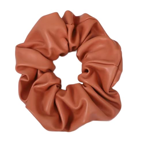 6 Stück PU Leder Haargummi Damen Dickdarm Haarband Elastische Gummibänder Stirnband Haarringe Haarschmuck Haarschnur Haarseil Kopfbedeckung Pferdeschwanzhalter Kopfschmuck,Rot Kaffee von Wambere