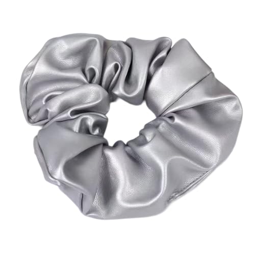 6 Stück PU Leder Haargummi Damen Dickdarm Haarband Elastische Gummibänder Stirnband Haarringe Haarschmuck Haarschnur Haarseil Kopfbedeckung Pferdeschwanzhalter Kopfschmuck,Silber von Wambere