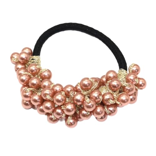 6 Stück Perlen Haargummi Damen Elastische Gummibänder Haargummis Haarseil Pferdeschwanz Halter Geflochtenes Haargummi Stirnbänder Scrunchies Frauen Haarschmuck Kopfschmuck,Khaki von Wambere