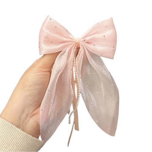 6 Stück Schleife Haarnadel Mit Perlen Haarschleife Haarspange Damen Haarnadelschleife Haarklammern Haarschmuck Bogen Haarnadel Haar Accessoires für Hochzeit Party Weihnachten,Hellrosa von Wambere