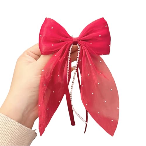 6 Stück Schleife Haarnadel Mit Perlen Haarschleife Haarspange Damen Haarnadelschleife Haarklammern Haarschmuck Bogen Haarnadel Haar Accessoires für Hochzeit Party Weihnachten,Rot von Wambere