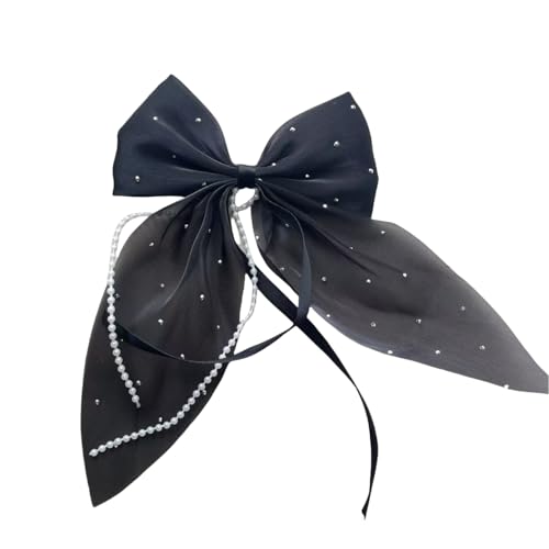 6 Stück Schleife Haarnadel Mit Perlen Haarschleife Haarspange Damen Haarnadelschleife Haarklammern Haarschmuck Bogen Haarnadel Haar Accessoires für Hochzeit Party Weihnachten,Schwarz von Wambere