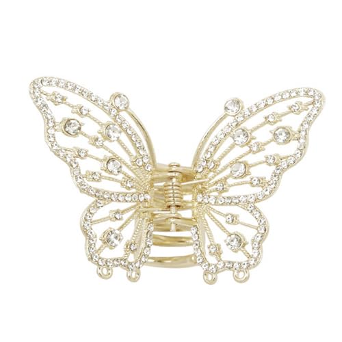 6 Stück Schmetterlings Haarspange Damen Haarklammern Metall Strasssteinen Haarnadel Haarklammer Rutschfeste Hair Claw Clips Haarschmuck Kopfbedeckung für Tägliches Tragen,Gold von Wambere