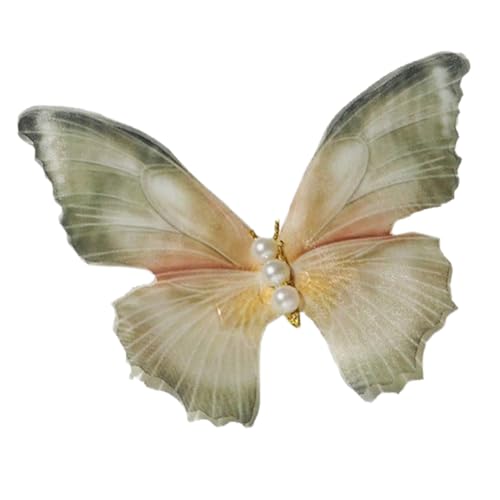 6 Stück Tüll Schmetterlings Haarspange mit Perlen,Damen Haarklammer Schmetterling Haarnadeln Rutschfest Haar Accessoire Haarclips Haarschmuck Kopfschmuck für Hochzeit Party Bankett,Grau Grün von Wambere