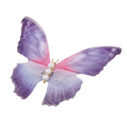 6 Stück Tüll Schmetterlings Haarspange mit Perlen,Damen Haarklammer Schmetterling Haarnadeln Rutschfest Haar Accessoire Haarclips Haarschmuck Kopfschmuck für Hochzeit Party Bankett,Lila von Wambere
