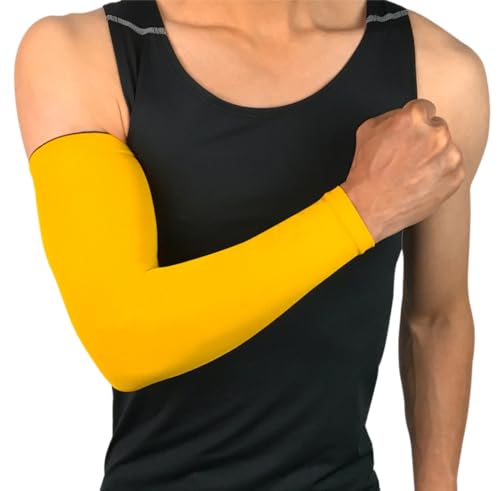 Ärmlinge für Damen Herren Jugend Kompressions Armstulpen Kühlende Armabdeckung Sonnenschutz Arm Ärmel Unisex-Ärmlinge für Radsport Golf Radfahren im Freien Spor,Gelb M von Wambere