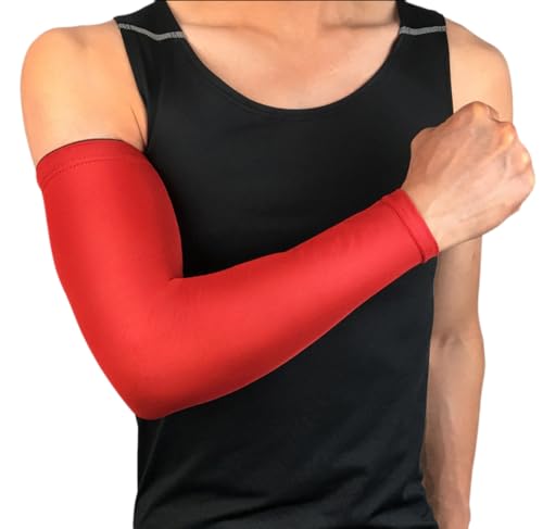 Ärmlinge für Damen Herren Jugend Kompressions Armstulpen Kühlende Armabdeckung Sonnenschutz Arm Ärmel Unisex-Ärmlinge für Radsport Golf Radfahren im Freien Spor,Rot M von Wambere