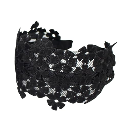 Blumenspitze Stirnband Spitze Haarreifen Vintage Stickerei Blumen Haarband Haarschmuck Rutschfest Haarbänder Haarzubehör Kopfband Kopfbedeckung für Hochzeit Party Täglichen Gebrauch,Schwarz von Wambere