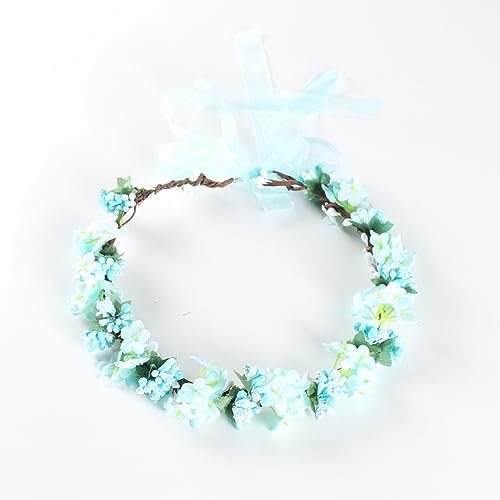 Boho Kranz Tiara Blumenkranz Blume Krone Stirnband Blumen Stirnbänder Kopfschmuck Haarbänder Haarband Blumenkranz Braut Haarschmuck für Damen Hochzeit Zeremonie Festival Party Strand,Blau C von Wambere