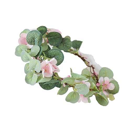 Boho Kranz Tiara Blumenkranz Blume Krone Stirnband Blumen Stirnbänder Kopfschmuck Haarbänder Haarband Blumenkranz Braut Haarschmuck für Damen Hochzeit Zeremonie Festival Party Strand,Rosa B von Wambere