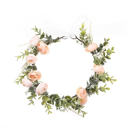 Boho Kranz Tiara Blumenkranz Blume Krone Stirnband Blumen Stirnbänder Kopfschmuck Haarbänder Haarband Blumenkranz Braut Haarschmuck für Damen Hochzeit Zeremonie Festival Party Strand,Sekt von Wambere