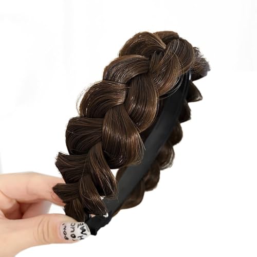 Breit 3.5cm Damen Haarreifen Zopf Haarreif Geflochten Haarteil Stirnband Kopfband Haarband Kopfschmuck Haarschmuck Haar Accessoires für Frauen Mädchen Alltagskleidung Partys Reisen,Hellbraun A von Wambere