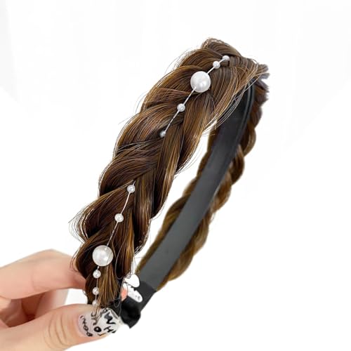 Breit 3.5cm Damen Haarreifen Zopf Haarreif Geflochten Haarteil Stirnband Kopfband Haarband Kopfschmuck Haarschmuck Haar Accessoires für Frauen Mädchen Alltagskleidung Partys Reisen,Hellbraun C von Wambere