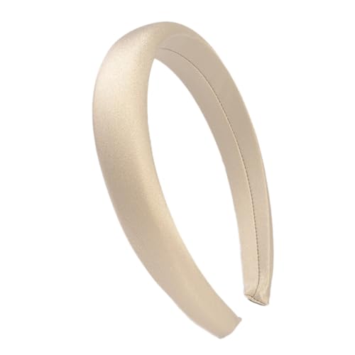 Breit 3cm Damen Frauen Mädchen Haarreifen,Schwamm Satin Haarband,Stirnband Haarreif Haarband Haarschmuck Haar Accessoires Stirnbänder für den Alltag Partys Hochzeiten Geburtstage,Beige von Wambere