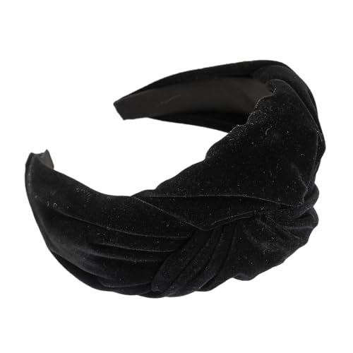 Breite 6.5cm Damen Vintage Samt Stirnband Haarreifen mit Twist Knoten Headband Haarbänder Stirnbänder Kopfbänder Kopfbedeckung Haarschmuck für Frauen Mädchen Täglichen Tragen,Schwarz von Wambere