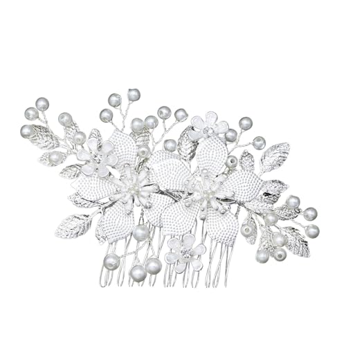 Damen Braut Hochzeit Haarkamm Braut Haarschmuck Hochzeit Kopfschmuck Brautschmuck Haarklammer Frauen Strassperlen Haarkämme Kopfbedeckung für Hochzeit Party Abendessen Bankett,Silber B von Wambere
