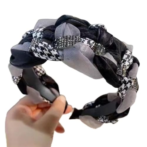 Damen Geflochtenes Haarband Rutschfestes Stirnband Vintage Haarreifen Bunt Haarband Haarschmuck Frauen Haarzubehör Verdrehtes Geknotetes Stirnband Kopfschmuck für Tägliches TragenSchwarz von Wambere